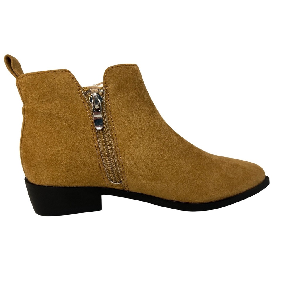 ZBY  Tan Brown Ankle Boots Girls Low Heel Casual Fashion Booties Shoes Sz 9